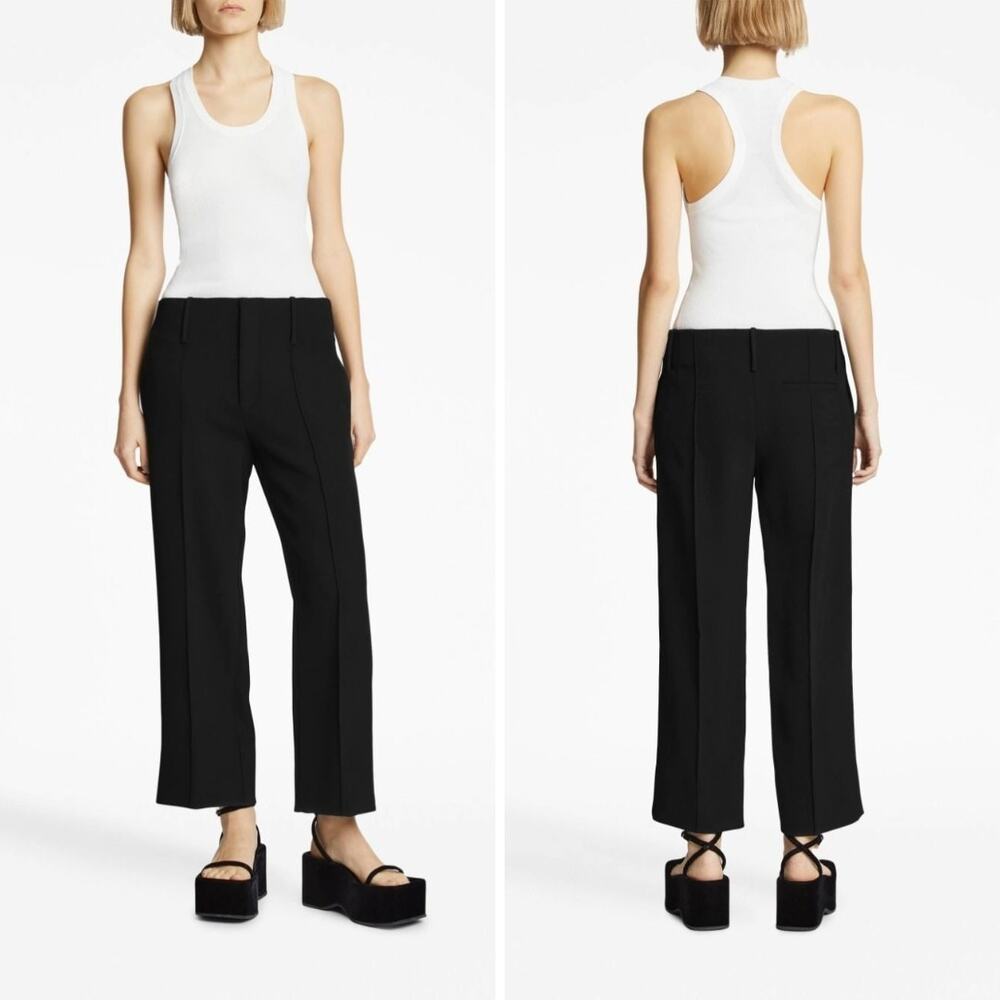 Proenza Schouler Crepe Cropped Black Pressed-Crease Trouser Pants 8 NWT $1290